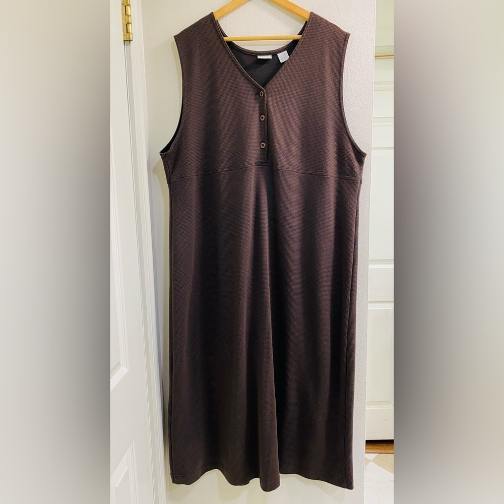 Studio C Vintage Gingham Chocolate Brown and Black Maxi Dress 22W